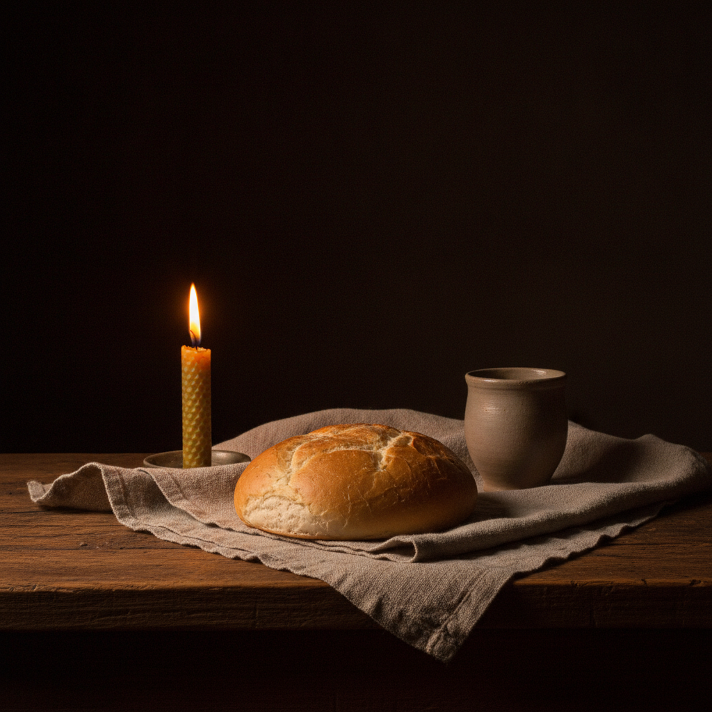 A candle, loaf and cup on a Sabbath-evening table &mdash; the delight God commands